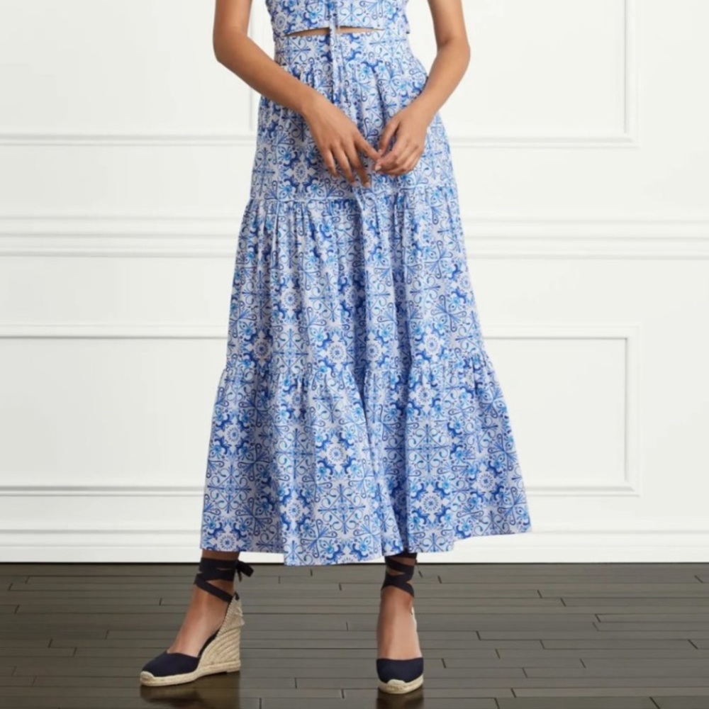 NWT Hill House Camilla Maxi Skirt in Blue Mosaic